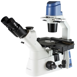 Mikroskop odwrócony Oxion Inverso ze stolikiem mechanicznym, kontrast fazowy