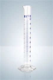 Cylinder wysoki z certyfikatem serii, klasa A (skala niebieska), stopka szklana